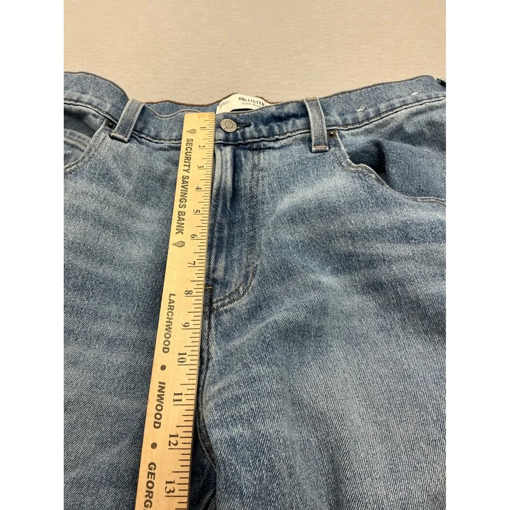 Hollister Wide Leg Super Baggy Jeans Med Wash Relaxed Fit 34x34 Mens Blue Denim